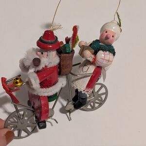 Vintage Christmas Ornament - Santa on Bicycle